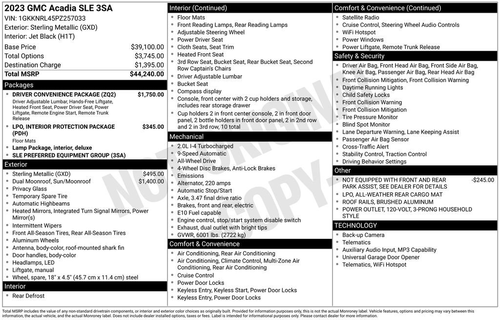 Used 2023 GMC Acadia SLE w/ Driver Convenience Package image 2