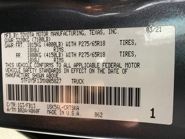 Used 2021 Toyota Tundra SR5 w/ TRD Off-Road Package AWD/4WD image 32