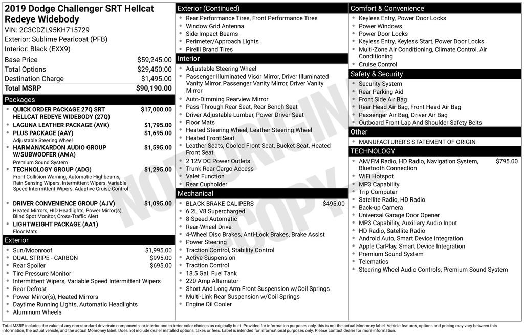 Used 2019 Dodge Challenger SRT Hellcat Redeye RWD image 28