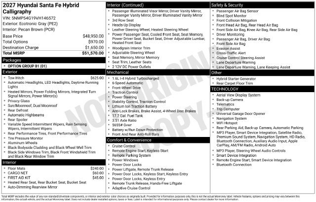 New 2027 Hyundai Santa Fe Calligraphy FWD image 28