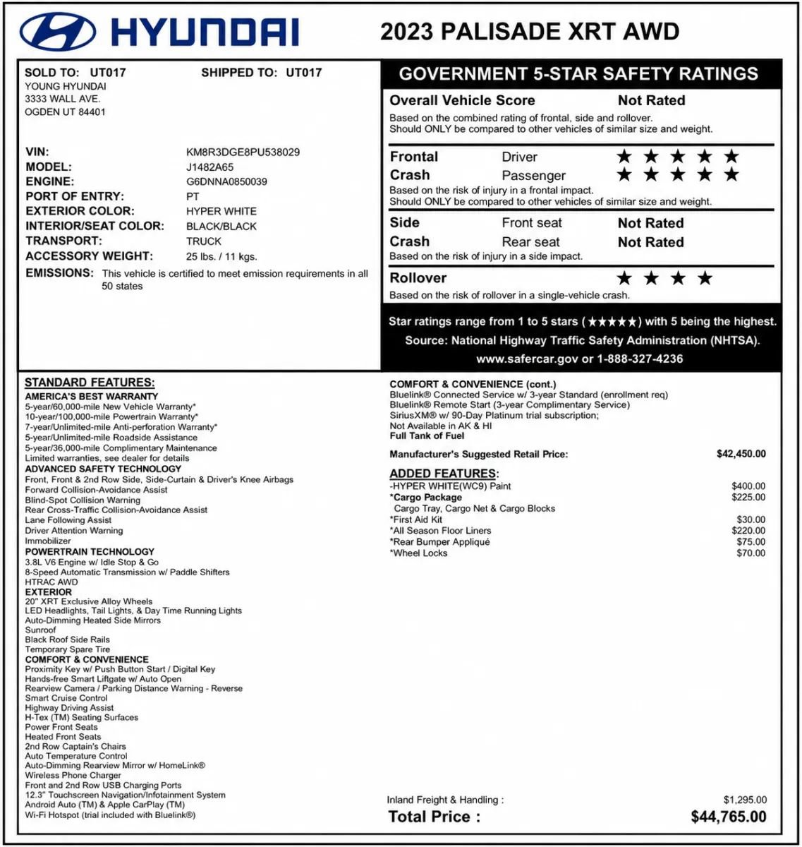 Used 2023 Hyundai Palisade XRT w/ Cargo Package AWD/4WD image 2