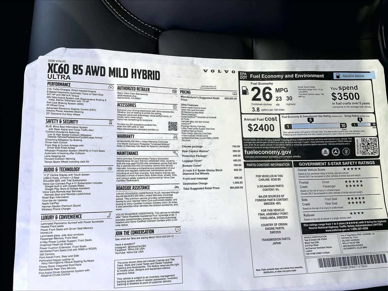 New 2026 Volvo XC60 B5 Ultra w/ Climate Package AWD/4WD image 35