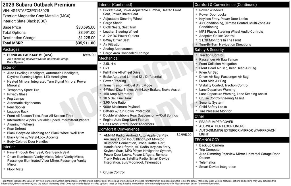 Used 2023 Subaru Outback Premium w/ Popular Package #1 image 28