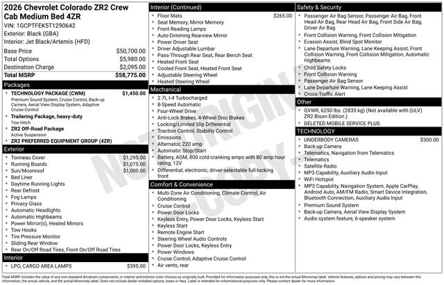 New 2026 Chevrolet Colorado ZR2 w/ Technology Package AWD/4WD image 6
