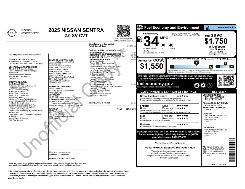 Certified 2025 Nissan Sentra SV w/ SV Premium Package FWD image 34