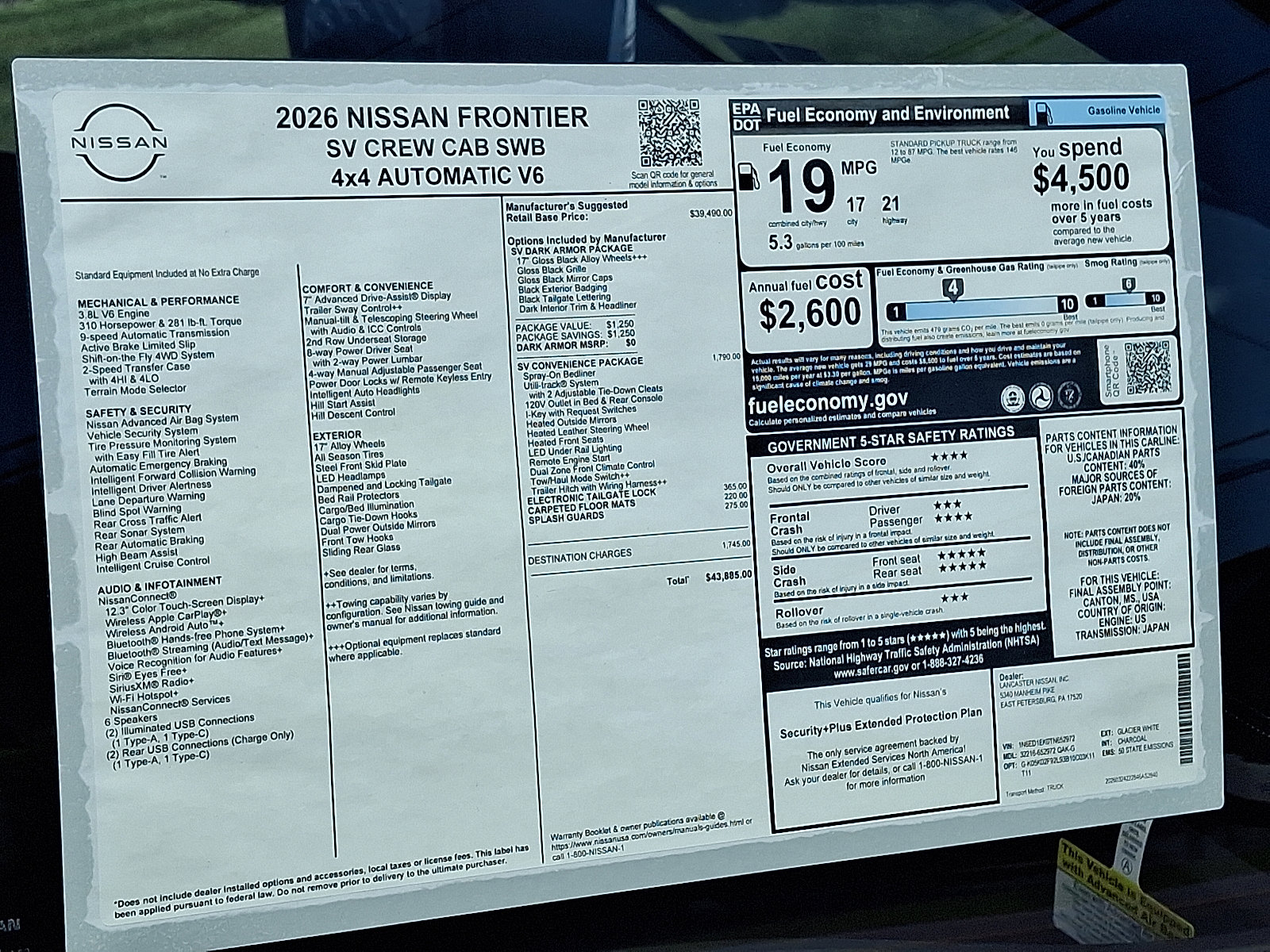 New 2026 Nissan Frontier SV w/ SV Convenience Package AWD/4WD image 7