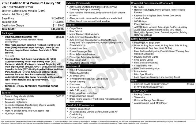 Certified 2023 Cadillac XT4 Premium Luxury w/ Cold Weather Package AWD/4WD image 5