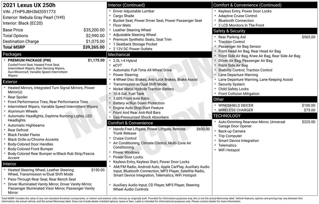 Used 2021 Lexus UX 250h w/ Premium Package AWD/4WD image 5