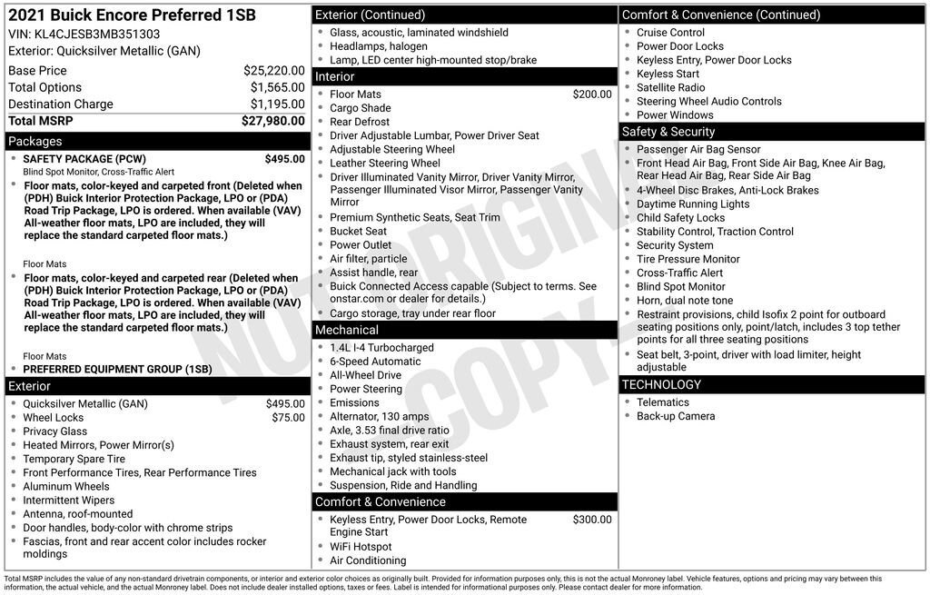 Used 2021 Buick Encore Preferred w/ Safety Package image 11