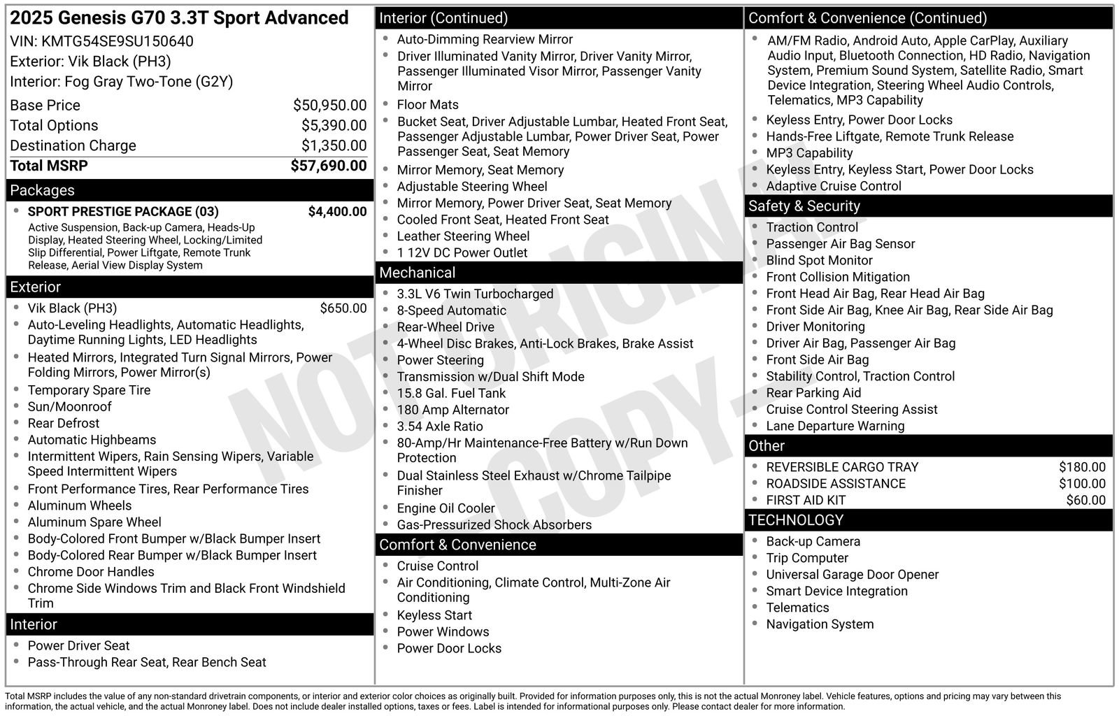 Used 2025 Genesis G70 3.3T Advanced w/ Sport Prestige Package image 34