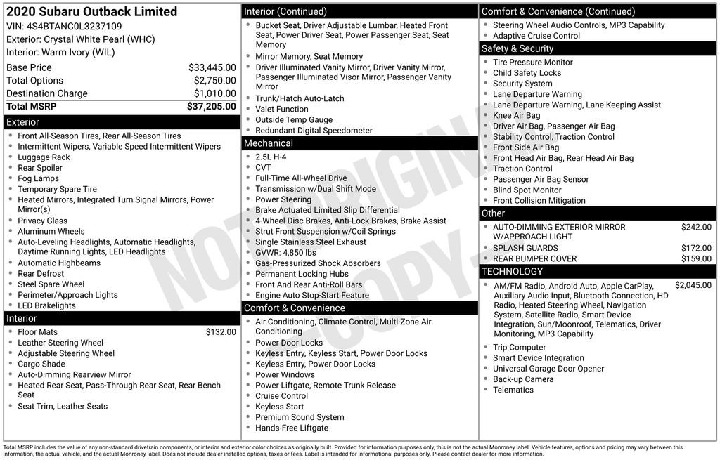 Used 2020 Subaru Outback Limited image 34