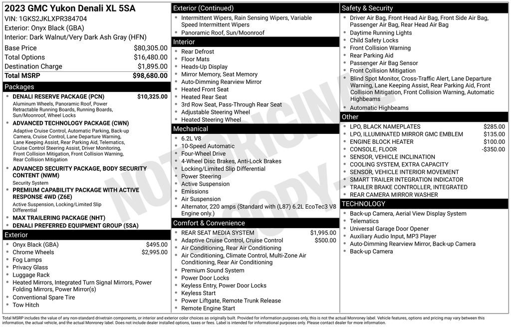 Used 2023 GMC Yukon XL Denali w/ Denali Reserve Package AWD/4WD image 2