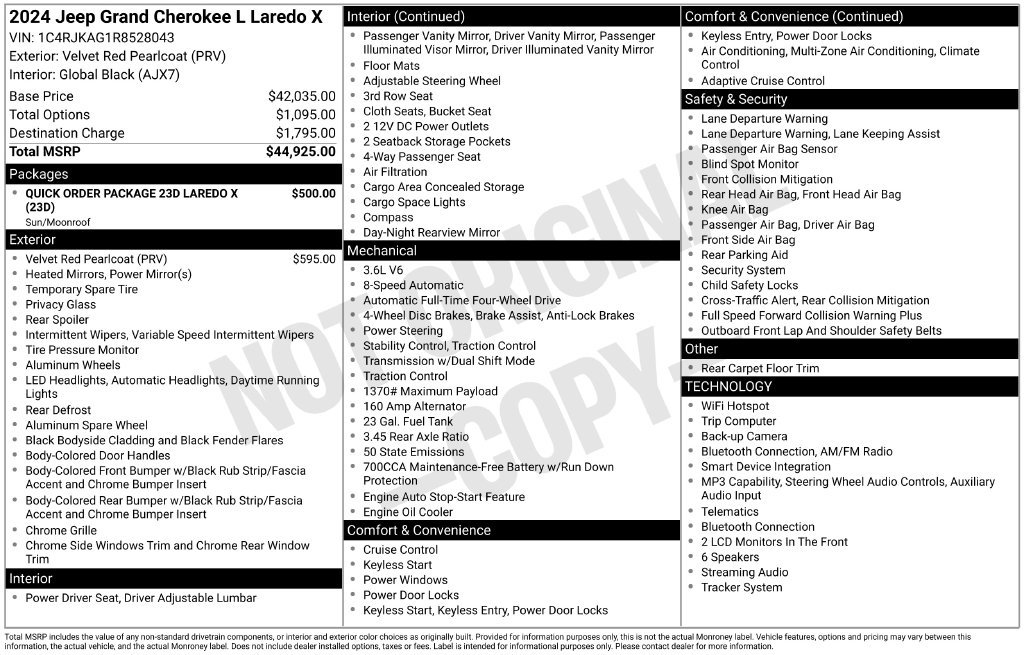 Used 2024 Jeep Grand Cherokee L Laredo AWD/4WD image 29