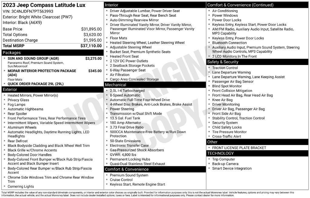 Used 2023 Jeep Compass Latitude w/ Sun and Sound Group AWD/4WD image 34
