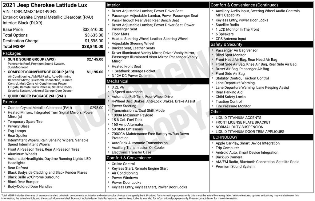 Used 2021 Jeep Cherokee Latitude Lux w/ Sun & Sound Group image 26