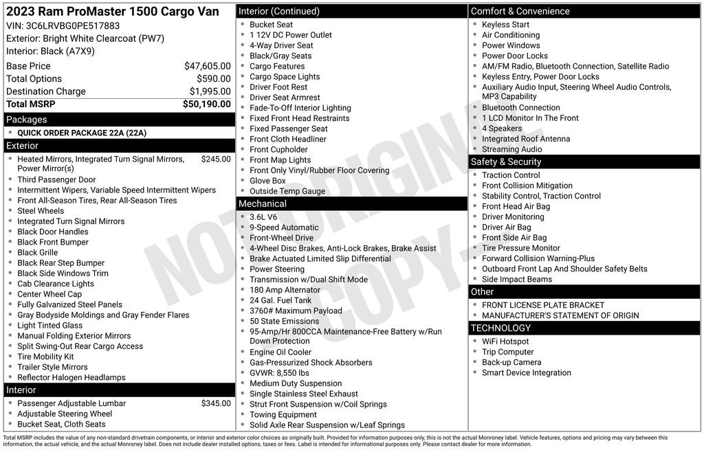 Used 2023 RAM ProMaster 1500 FWD image 20