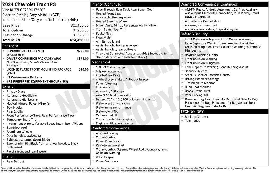 Certified 2024 Chevrolet Trax RS w/ Sunroof Package FWD image 11