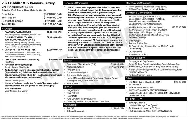 Certified 2021 Cadillac XT5 Premium Luxury w/ Platinum Package image 7