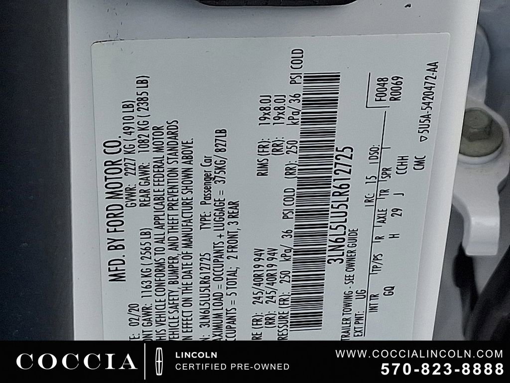 Certified 2020 Lincoln MKZ Reserve w/ Elements Package FWD image 26