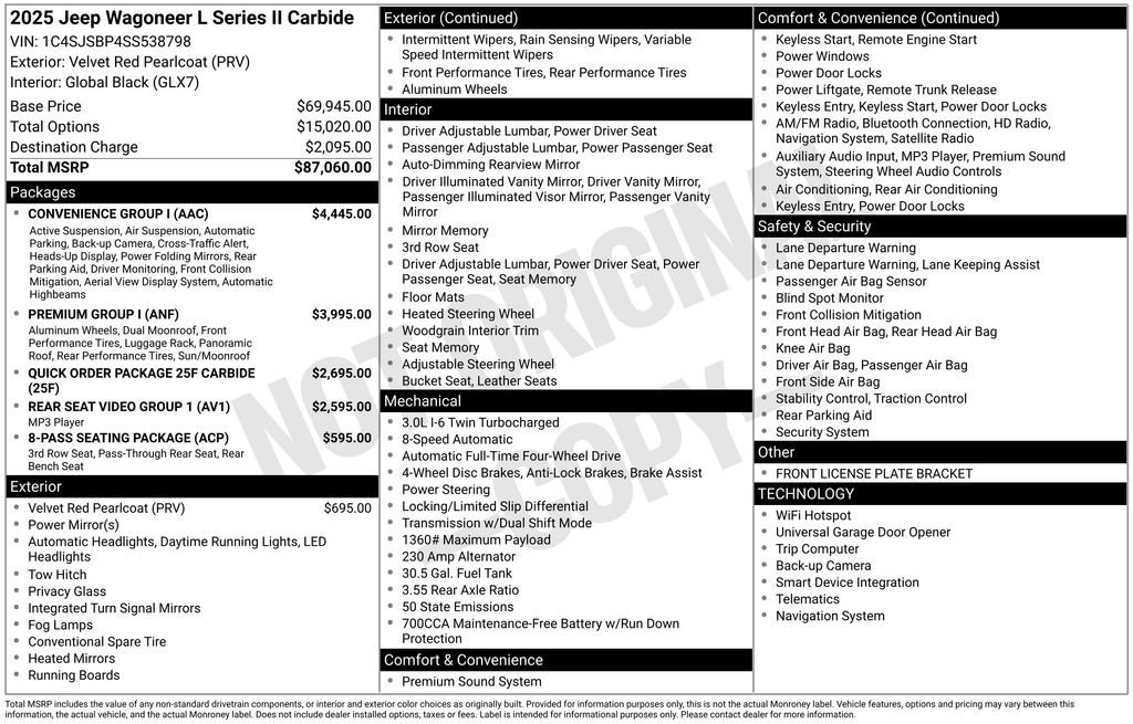 New 2025 Jeep Wagoneer L Series II w/ Convenience Group I AWD/4WD image 47