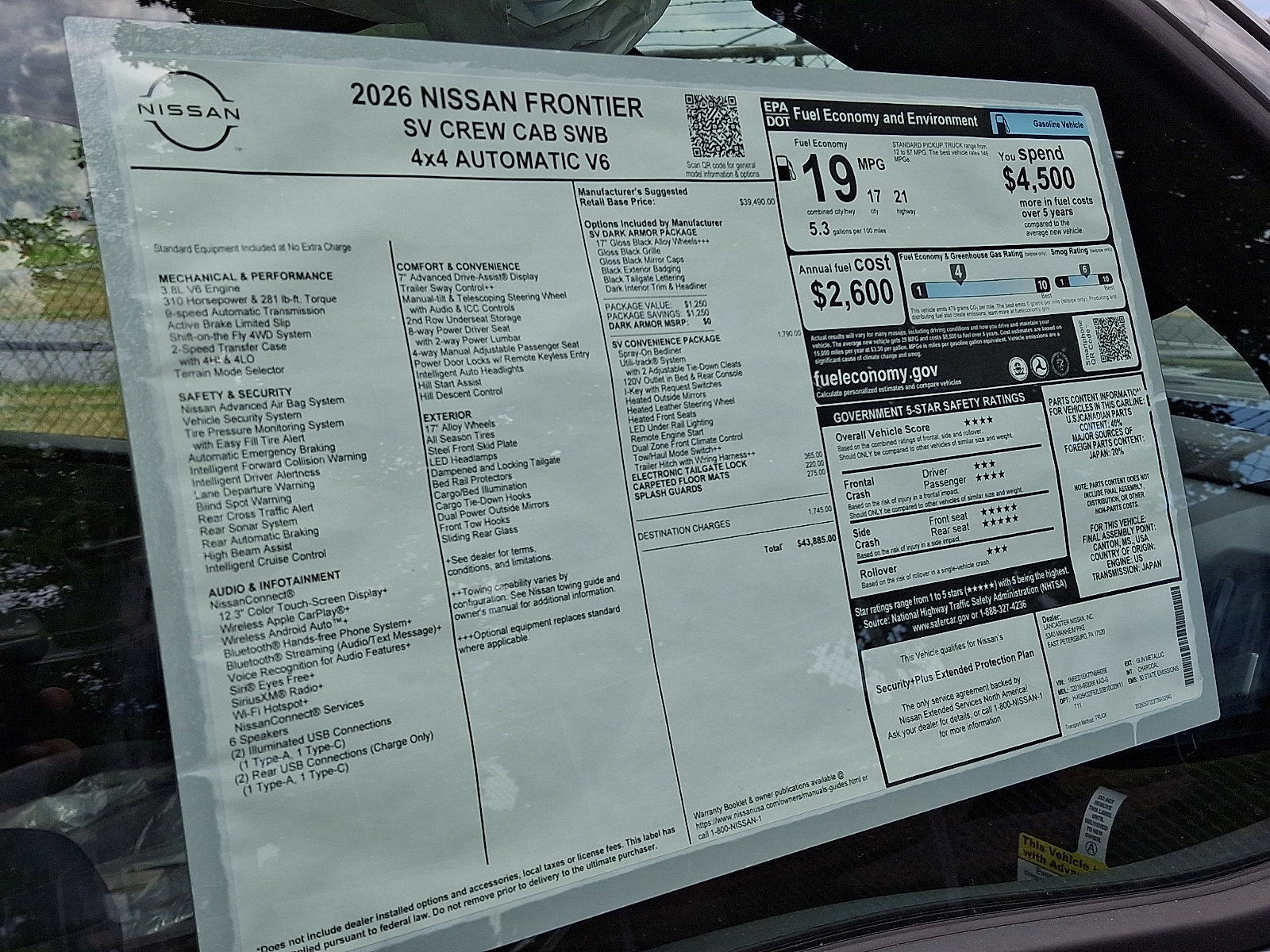 New 2026 Nissan Frontier SV w/ SV Convenience Package AWD/4WD image 6