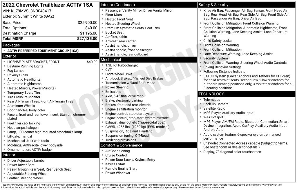 Used 2022 Chevrolet TrailBlazer ACTIV FWD image 4