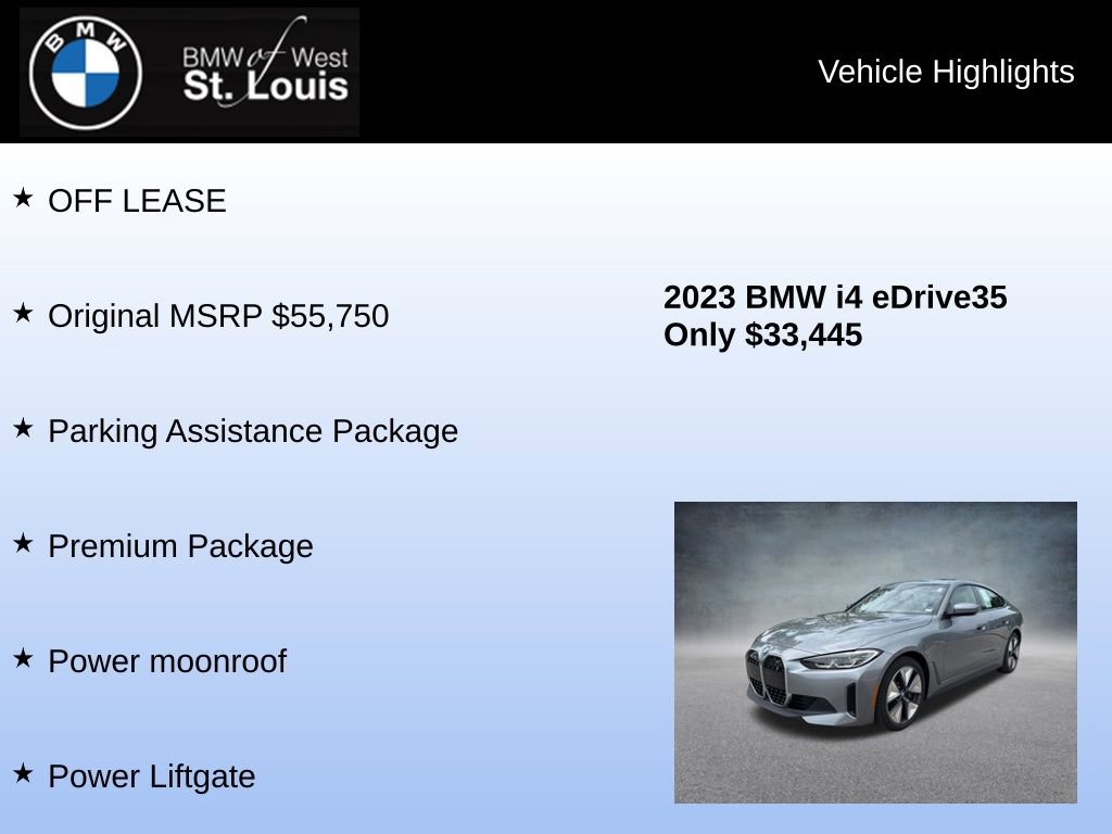 Used 2023 BMW i4 eDrive35 w/ Parking Assistance Package RWD image 8