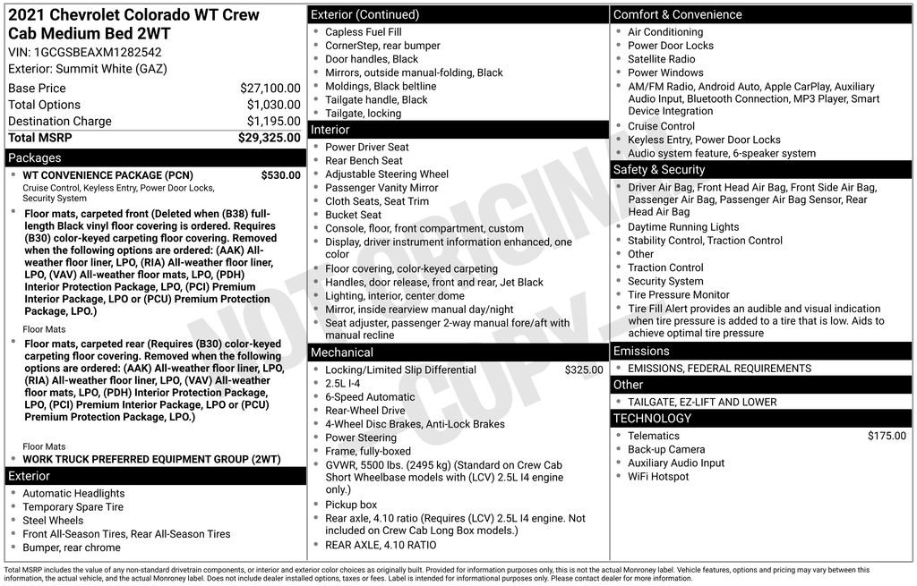 Used 2021 Chevrolet Colorado W/T w/ WT Convenience Package image 6