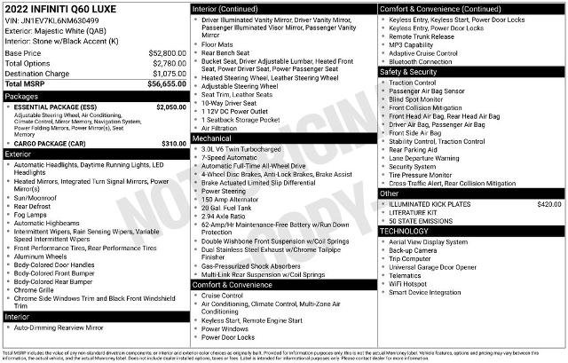 Certified 2022 INFINITI Q60 3.0t Luxe w/ Essential Package image 10