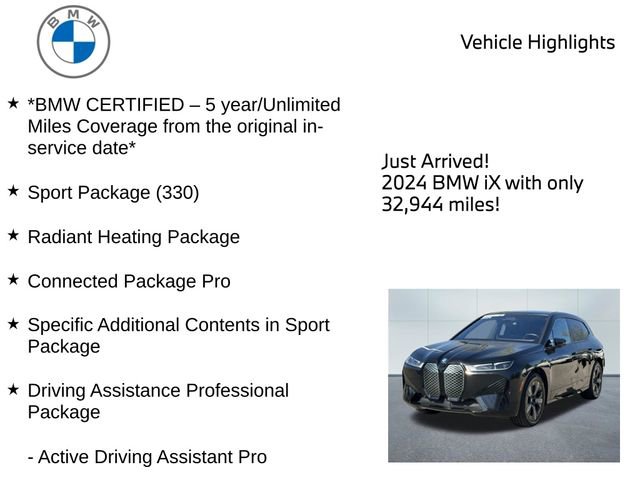 Certified 2024 BMW iX xDrive50 w/ Premium Package AWD/4WD image 10
