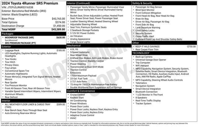 Certified 2024 Toyota 4Runner SR5 Premium w/ Moonroof Package RWD image 36