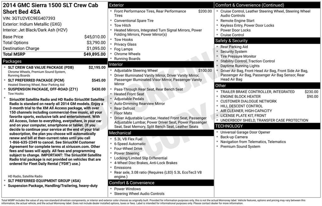 Used 2014 GMC Sierra 1500 SLT w/ SLT Crew Cab Value Package AWD/4WD image 5