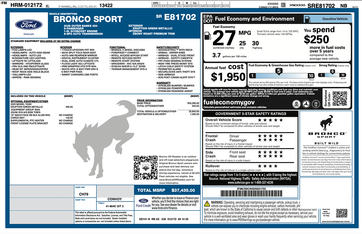 Used 2025 Ford Bronco Sport Outer Banks AWD/4WD image 2