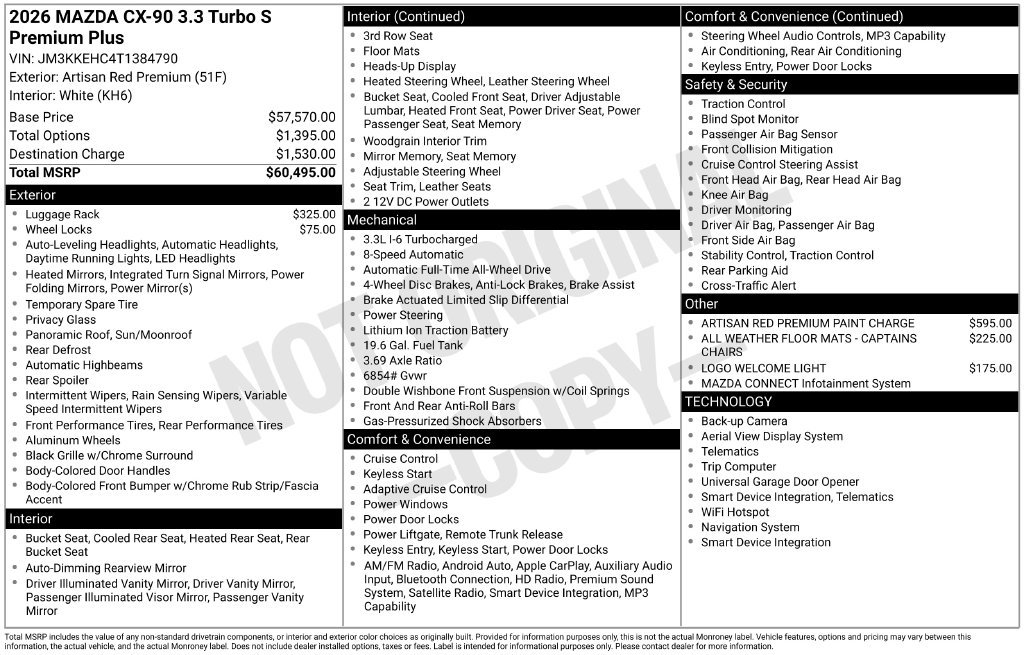 New 2026 MAZDA CX-90 3.3 Turbo S w/ Premium Plus AWD/4WD image 10