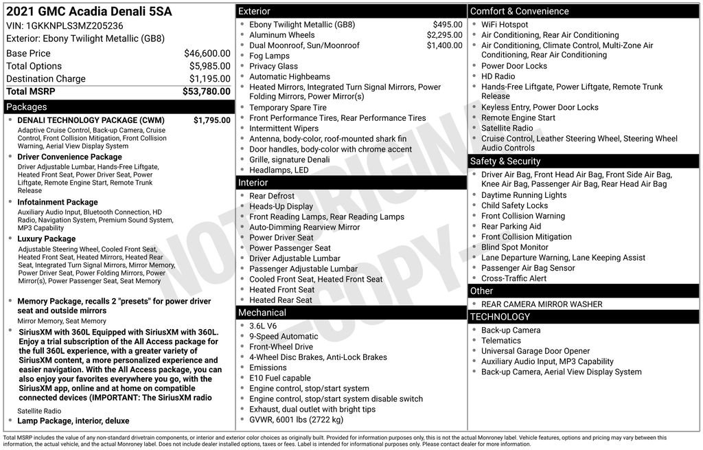 Used 2021 GMC Acadia Denali w/ Denali Technology Package FWD image 7