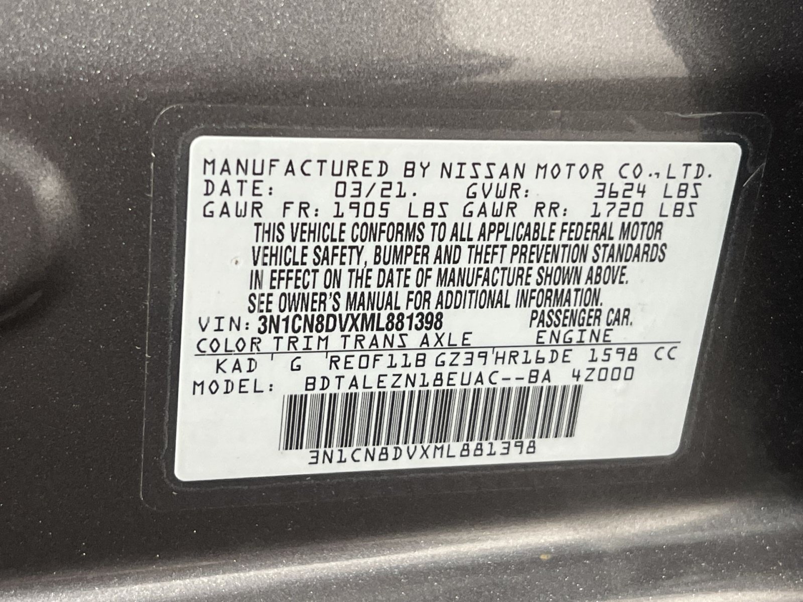 Used 2021 Nissan Versa S FWD image 30