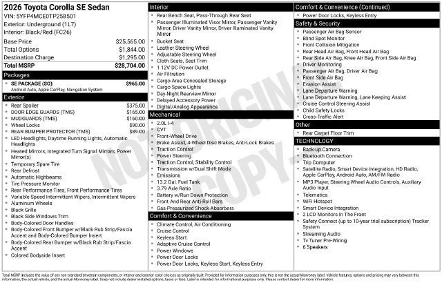 Certified 2026 Toyota Corolla SE w/ SE Package FWD image 8