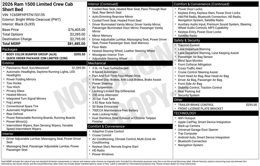 Used 2026 RAM 1500 Limited w/ Body Color Bumper Group AWD/4WD image 6