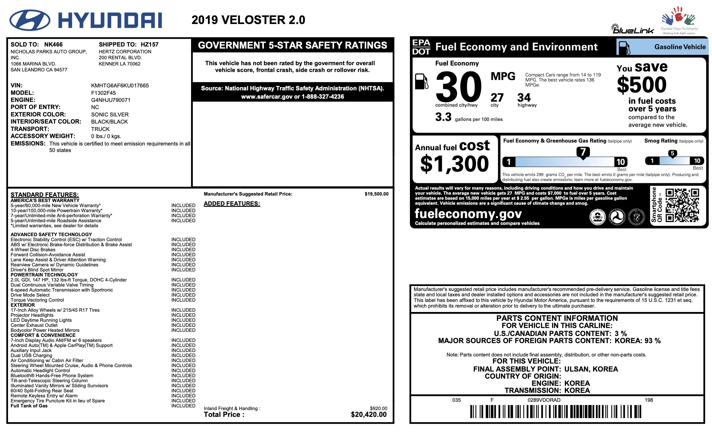 Used 2019 Hyundai Veloster 2.0 image 5