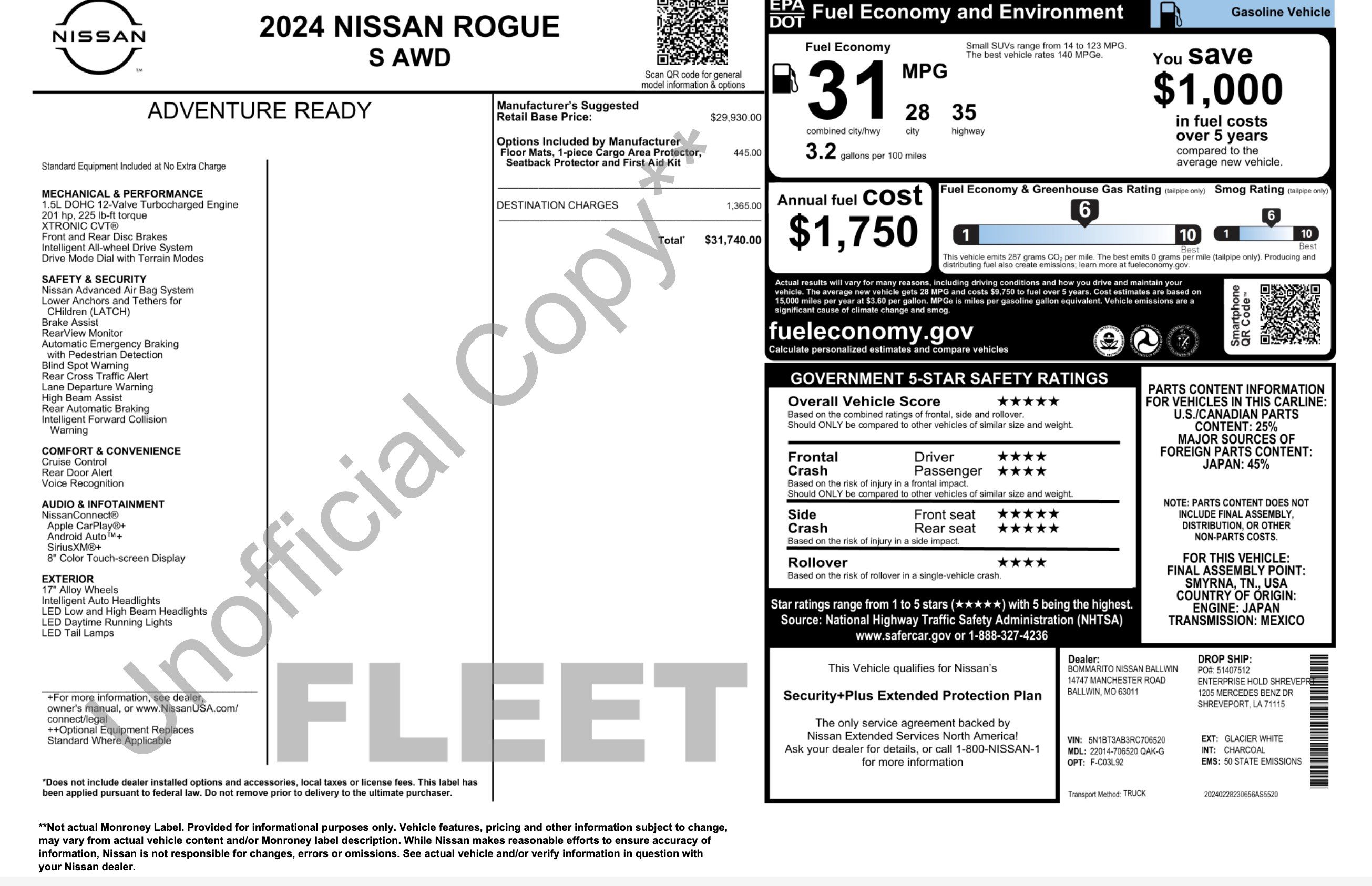 Used 2024 Nissan Rogue S AWD/4WD image 2
