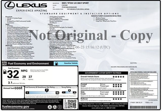 Used 2021 Lexus UX 200 F Sport w/ Accessory Package (Z1) FWD image 2