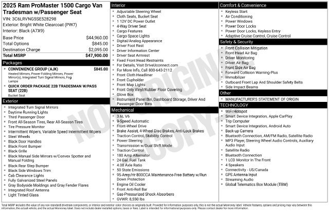 Used 2025 RAM ProMaster 1500 w/ Convenience Group FWD image 36
