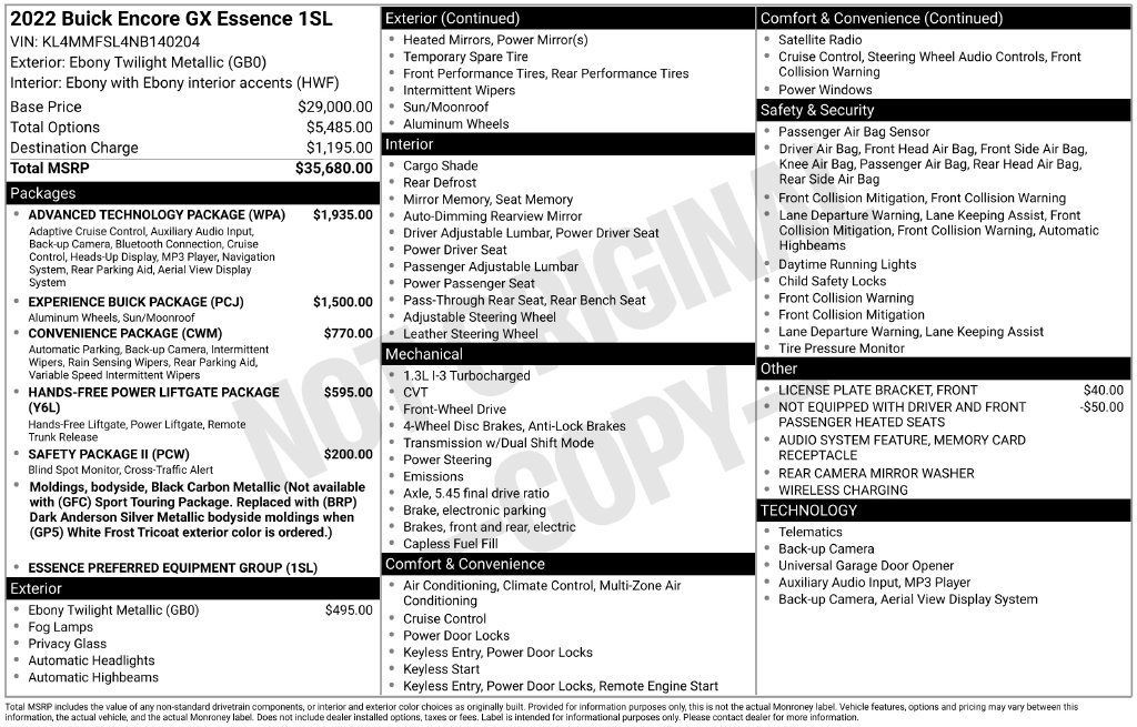 Used 2022 Buick Encore GX Essence w/ Advanced Technology Package FWD image 15