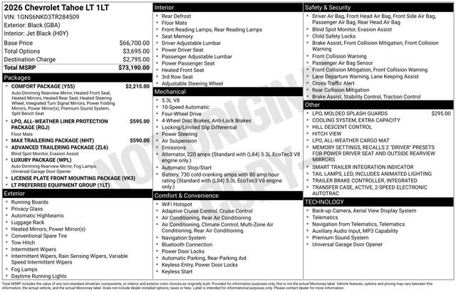 New 2026 Chevrolet Tahoe LT w/ Comfort Package AWD/4WD image 48