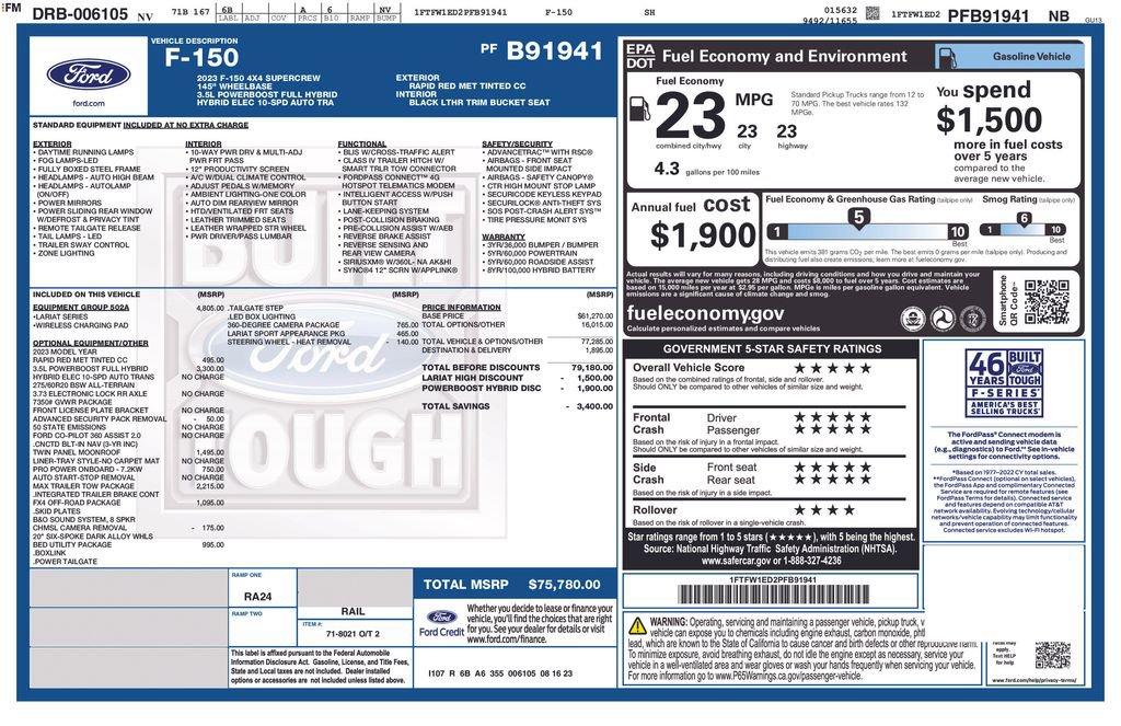 Used 2023 Ford F150 Lariat w/ Equipment Group 502A High image 2