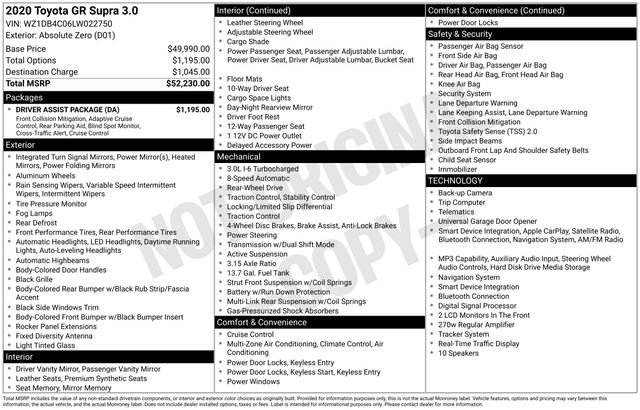 Certified 2020 Toyota Supra w/ Driver Assist Package RWD image 39