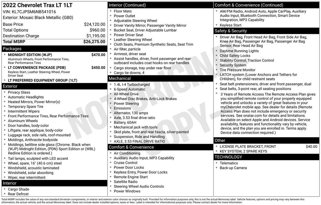 Used 2022 Chevrolet Trax LT w/ Midnight Edition AWD/4WD image 25