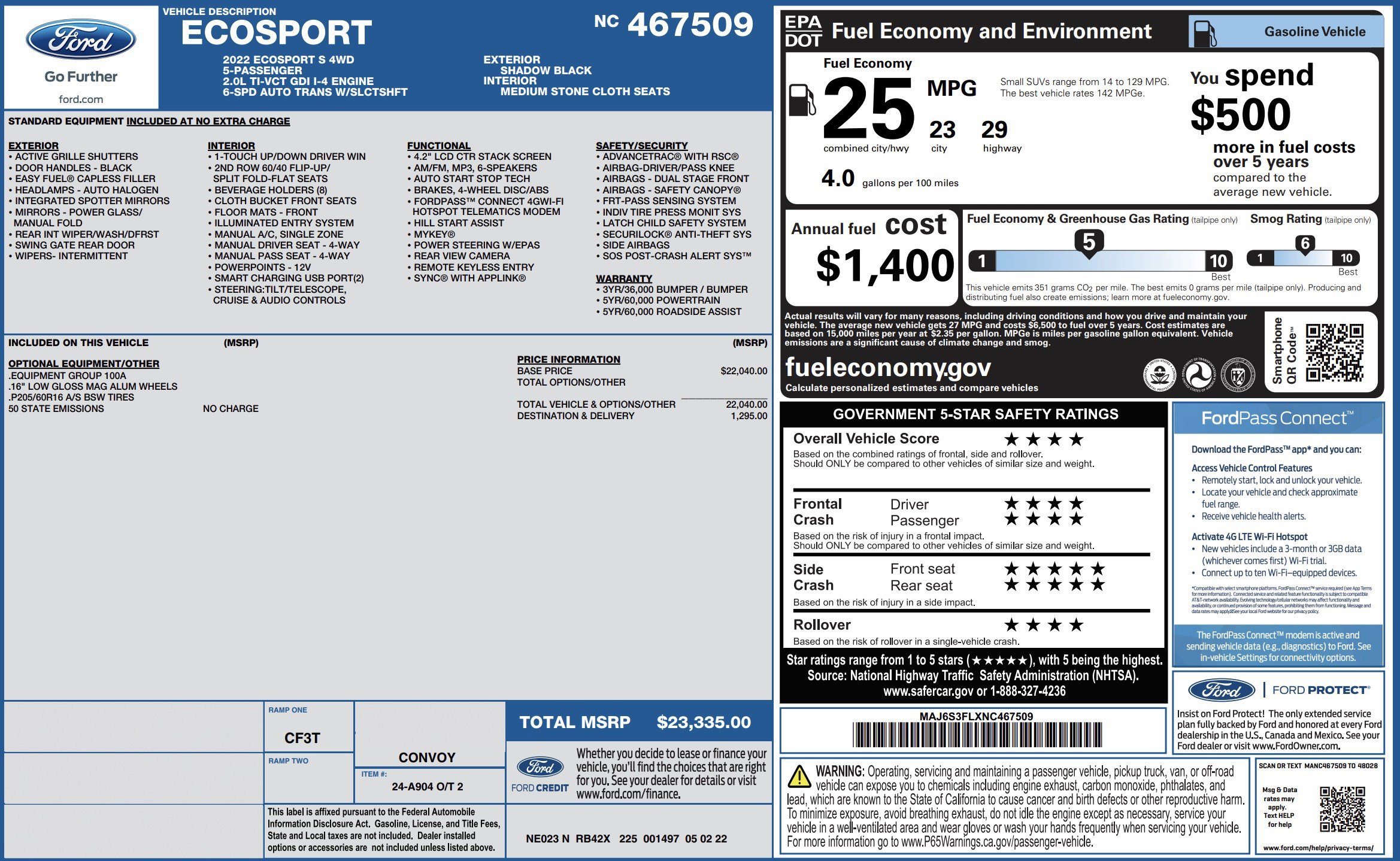Used 2022 Ford EcoSport S AWD/4WD image 4