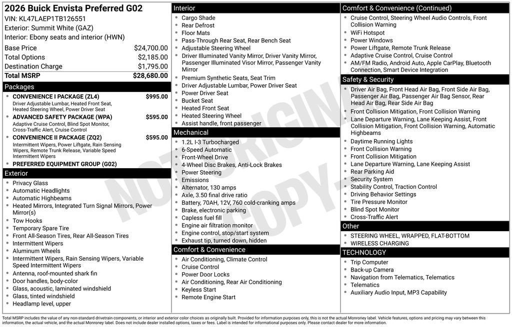 New 2026 Buick Envista Sport Touring w/ Convenience I Package FWD image 26
