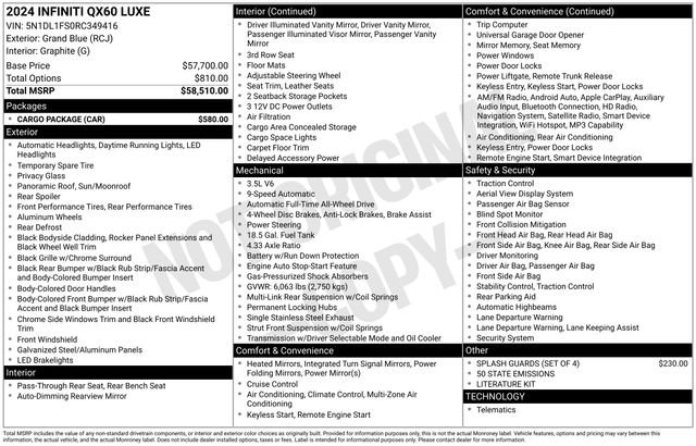 Used 2024 INFINITI QX60 Luxe w/ Cargo Package image 10